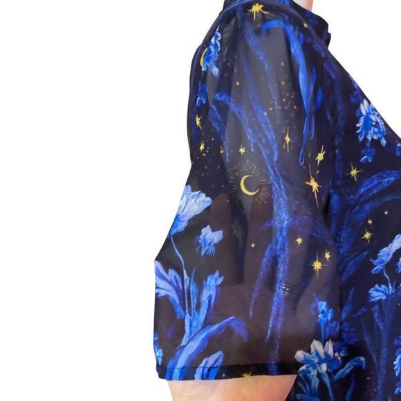 ASOS Hope & Ivy Maternity open back star print midi dress in cobalt  Size 8 - Picture 8 of 15